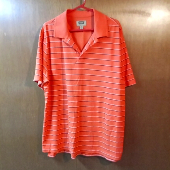 The Foundry Supply Co. Other - The Foundry Supply Vibrant Orange Striped Polo Shirt Short Sleeve Casual Knit